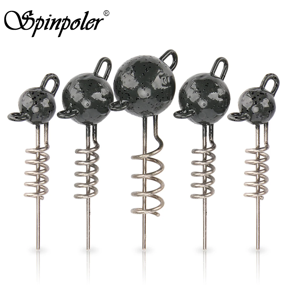 Sacacorchos Spinpoler, cabezal de anzuelo con tornillo en espiral de goma para peces, Softbaits, bola de tornillo, 7g, 10g, 15g, 20g, 25g, 30g, 50g, peso de aparejos de pesca