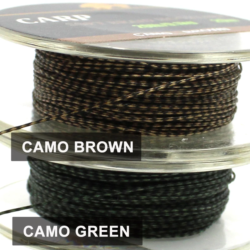 Accesorios de pesca de carpa, 1 Uds., 20m, Weedy, verde/marrón camuflaje, hilo de pescar firmemente suave, equipo de aparejo para el cabello - imagen 5