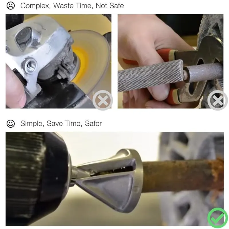 Herramientas de desbarbado y biselado de acero de alta velocidad, vástagos triangulares de perforación de acero inoxidable, taladro eléctrico con bordes roscados Hexagonal - imagen 4