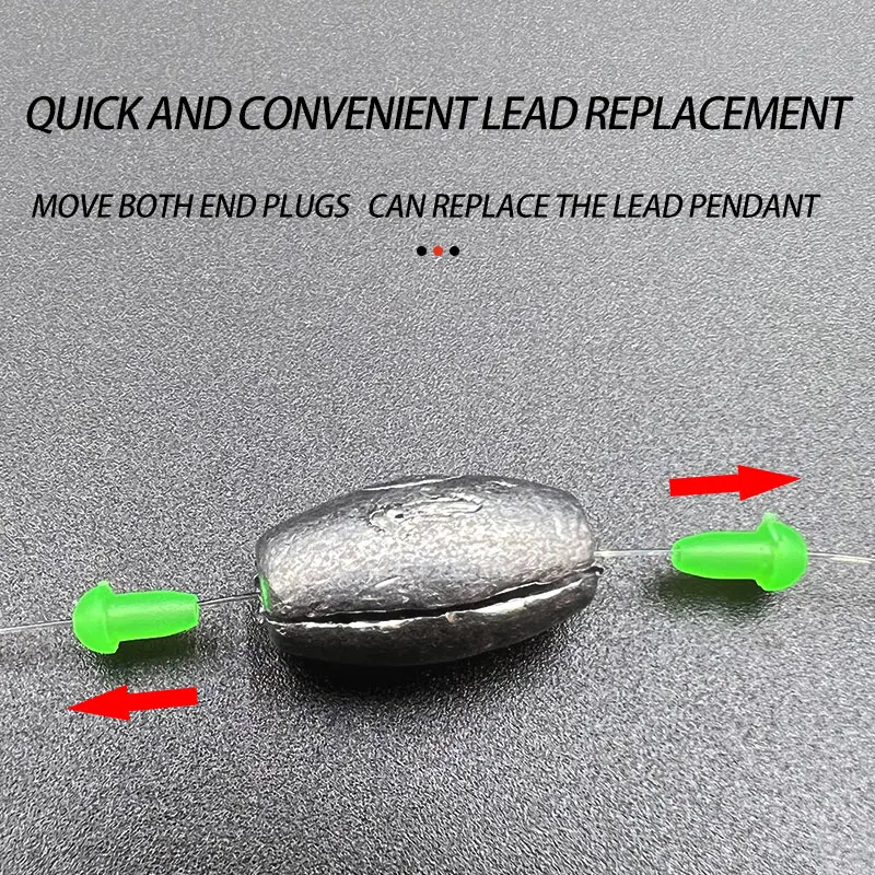 Plomos de pesca de plomo de huevo extraíble, herramientas de pesca de agua salada, plomos ovalados, 10 piezas - imagen 4