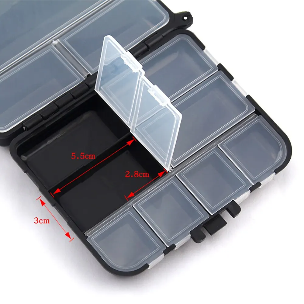 Caja de aparejos de pesca de plástico, espacio Composable, 2 capas, 12 compartimentos individuales, espaciador, contenedor portátil, caja de almacenamiento para anzuelos de cebo - imagen 3