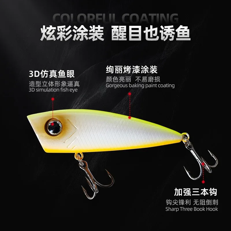 Nuevos Señuelos de Pesca Topwater Popper Bait 6,3 cm 6,3g cebo duro trucha lubina Wobblers artificiales señuelo de plástico aparejos de pesca con gancho - imagen 4