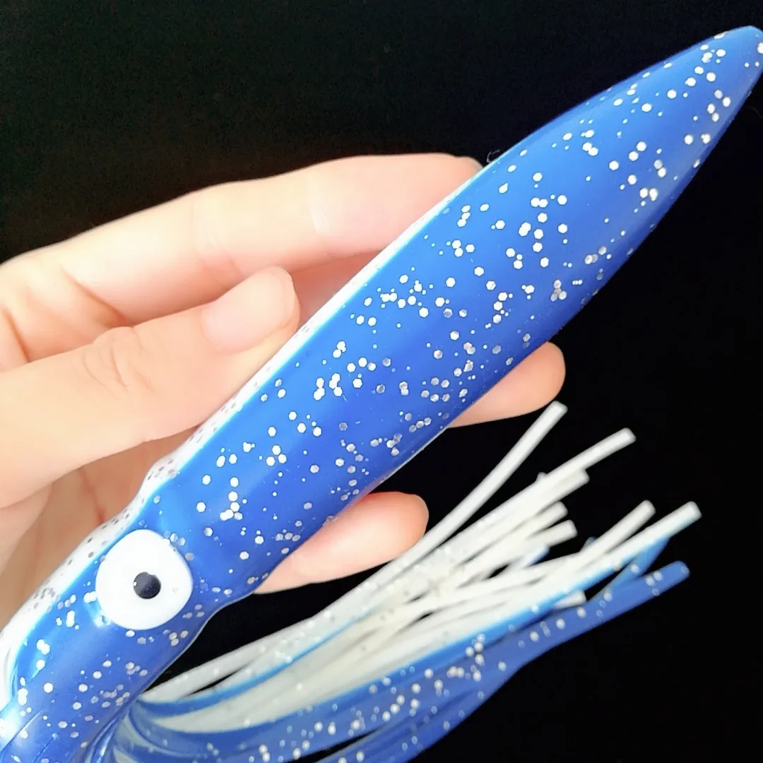 Señuelos luminosos de silicona para pesca en el mar, faldas de pulpo suaves de 7 piezas y 30cm, herramienta de ojo brillante 3D para pesca de calamar - imagen 5