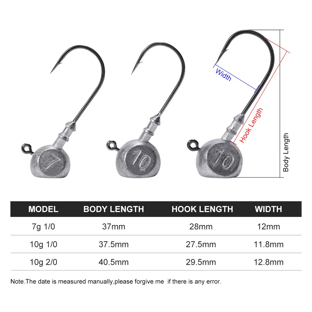 Noeby Jig Head 7g 10g 1/0 2/0 Ned Rig cabeza gancho Jig gusano cebo suave anzuelos de pesca para Lucio pesca de lubina Anzol accesorios ganchos - imagen 2