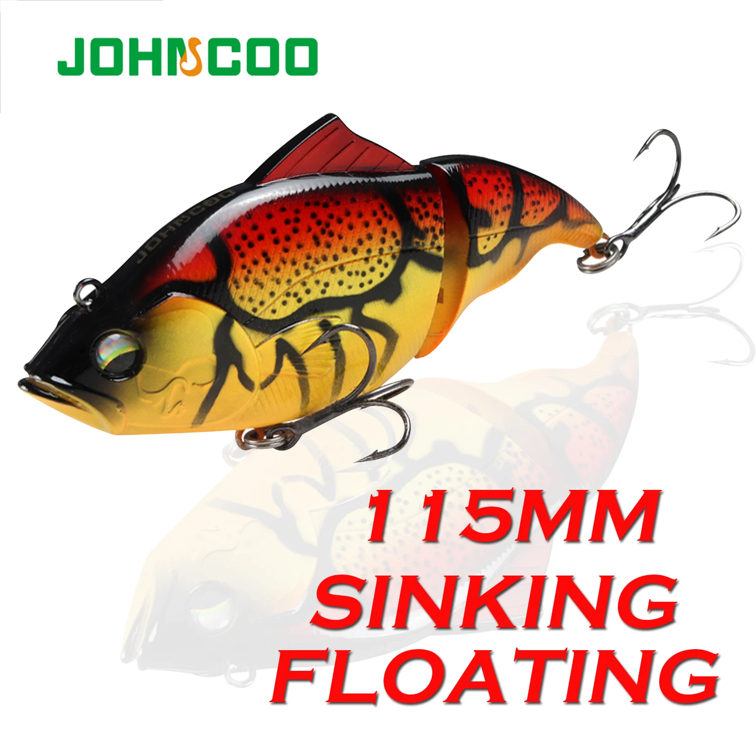 JOHNCOO 115mm hundimiento VIB señuelo de pesca sin labios Crankbait Artificial flotante cebo duro Lucio aparejos de pesca de lubina