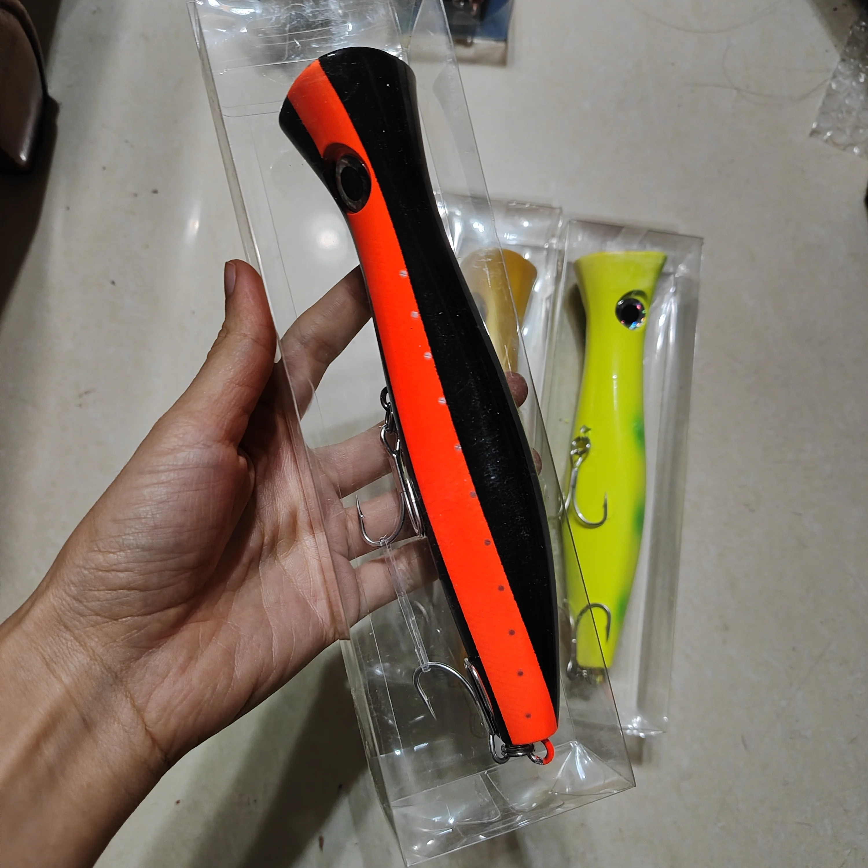 Señuelos de pesca Wahoo de atún Popper grande de 19cm y 120g, cebo duro de plástico Artificial para curricán en superficie, aparejos de pesca de atún Gaint