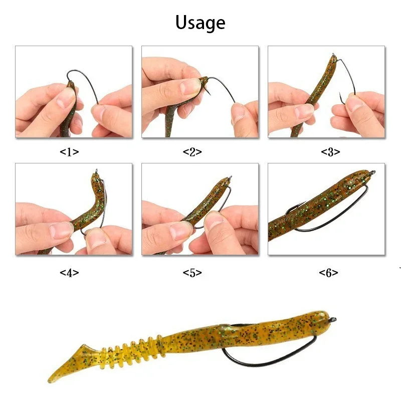 Anzuelos Texan de acero con alto contenido de carbono, señuelo Softjerk 6 # ~-100, aparejos de Pesca, manivela, Texas Group, 5/0 unidades por lote - imagen 5