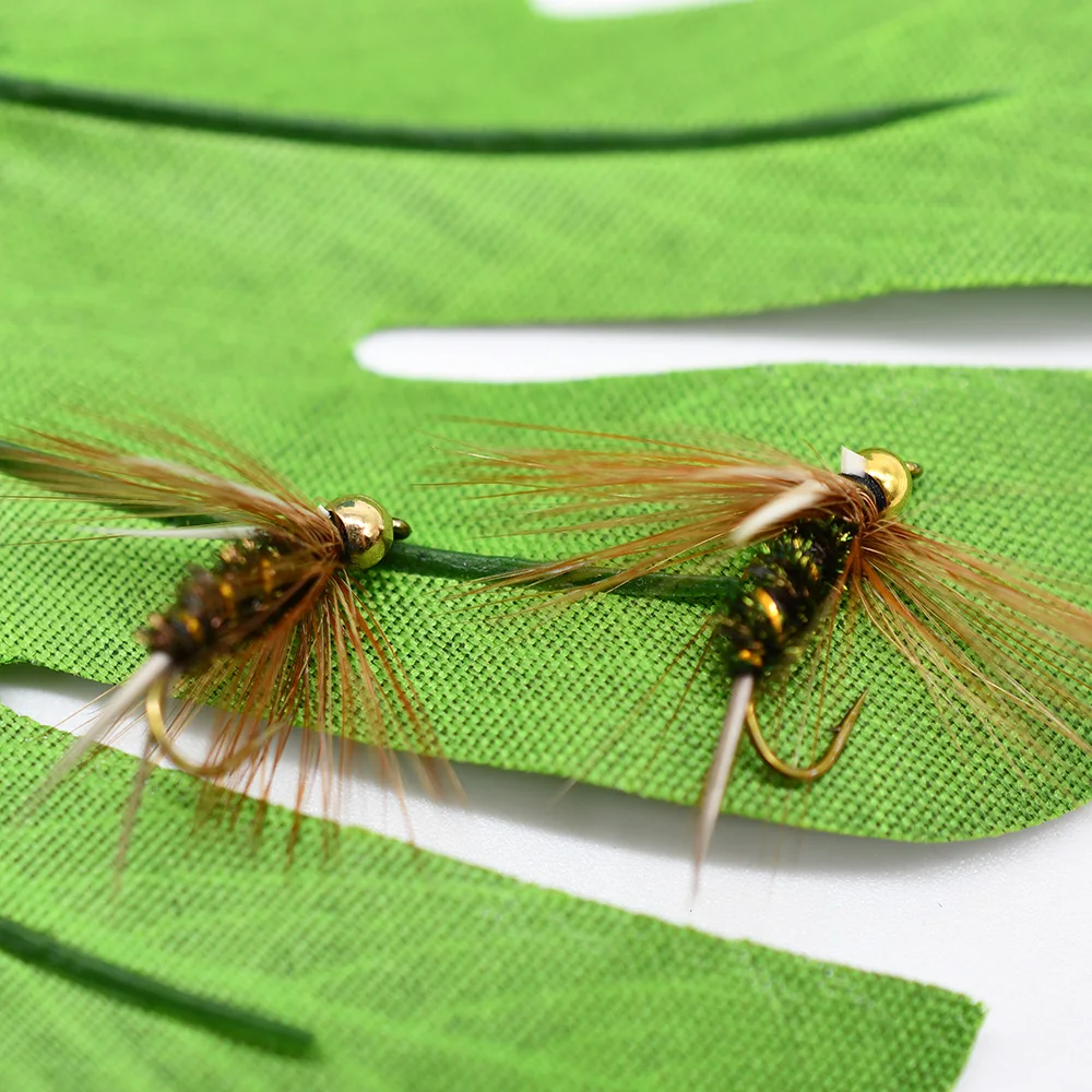 MNFT 10PCS 10 #   Cabeza de cuentas de tungsteno dorado para trucha, moscas de pesca, mosca húmeda - imagen 3