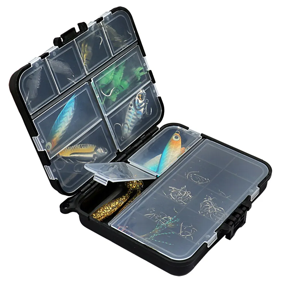 Caja de aparejos de pesca de plástico, espacio Composable, 2 capas, 12 compartimentos individuales, espaciador, contenedor portátil, caja de almacenamiento para anzuelos de cebo - imagen 5