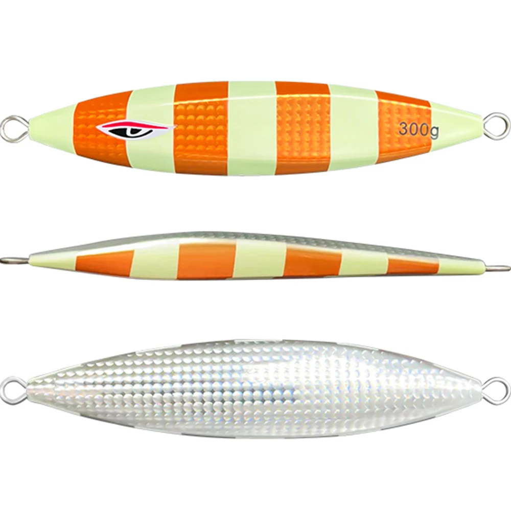 AOCLU-Plantilla de Metal lenta con forma de sardina, 300g, 400g, 500g, brillo UV luminoso, sin anzuelos, cebo duro, señuelo para pesca de lubina en barco - imagen 4