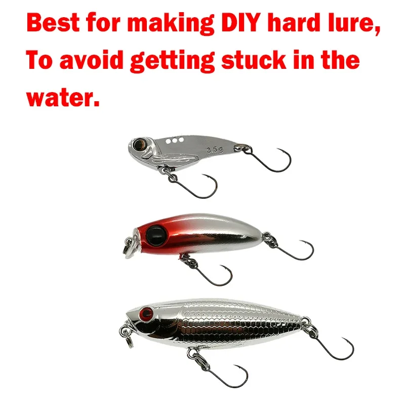 OUTKIT 12 stuks voor Vissen Lokken Reservehaak Enkele Vis Lokken Haken Inline Haak Big Eye Size4 6 8 10 12 Visgerei Koolstofstaal - imagen 4