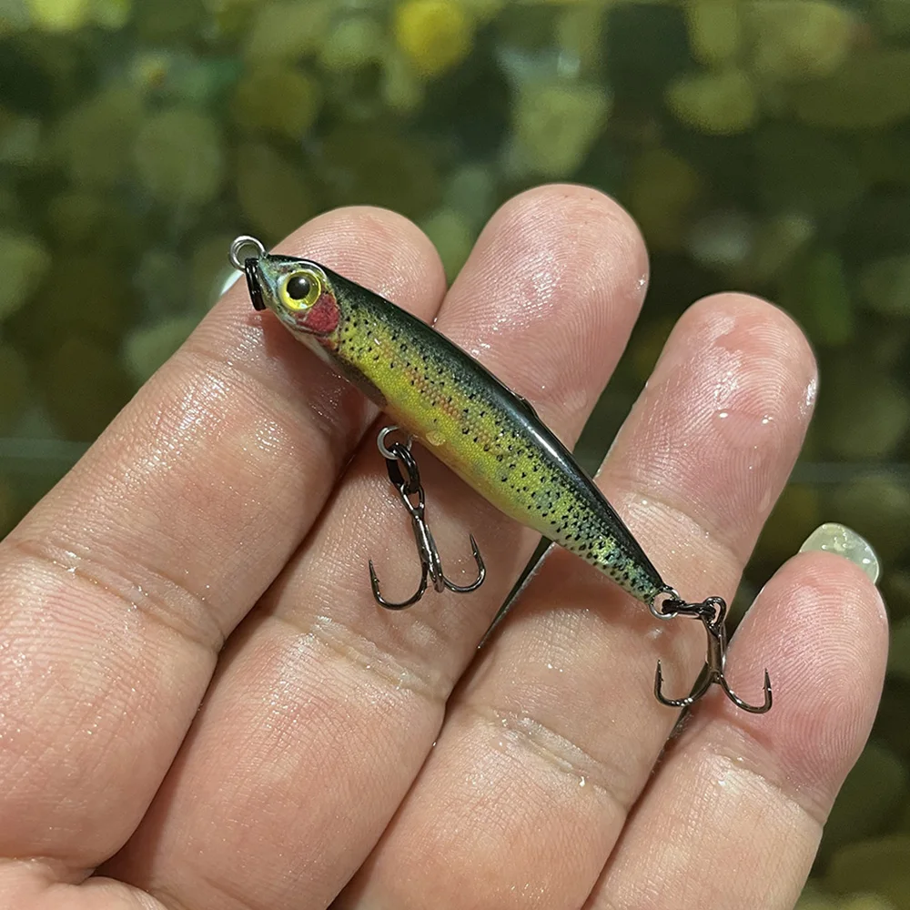 Señuelo de pesca de lápiz hundido, Wobblers, 5cm, 3,5g, Mini cebo duro de Metal Artificial, plantilla, combinación de ojos 3D - imagen 3