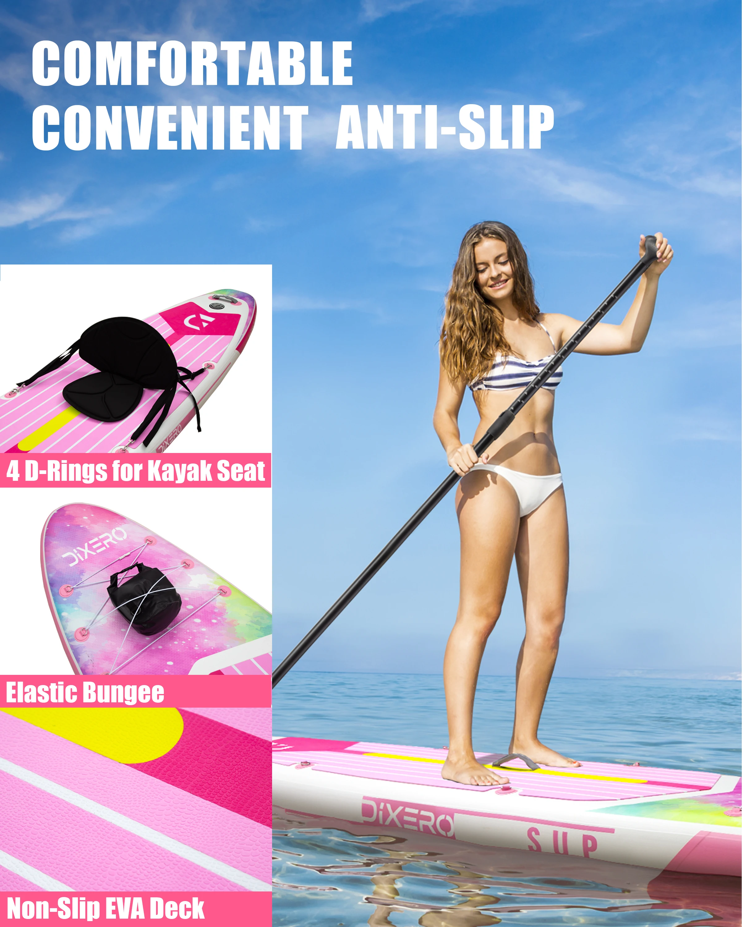 DIXERO-Tabla de Paddle inflable para adultos, 11 '× 33 "× 6", SUP Extra ancho para deportes acuáticos, adecuada para surf, subtabla de Yoga - imagen 5