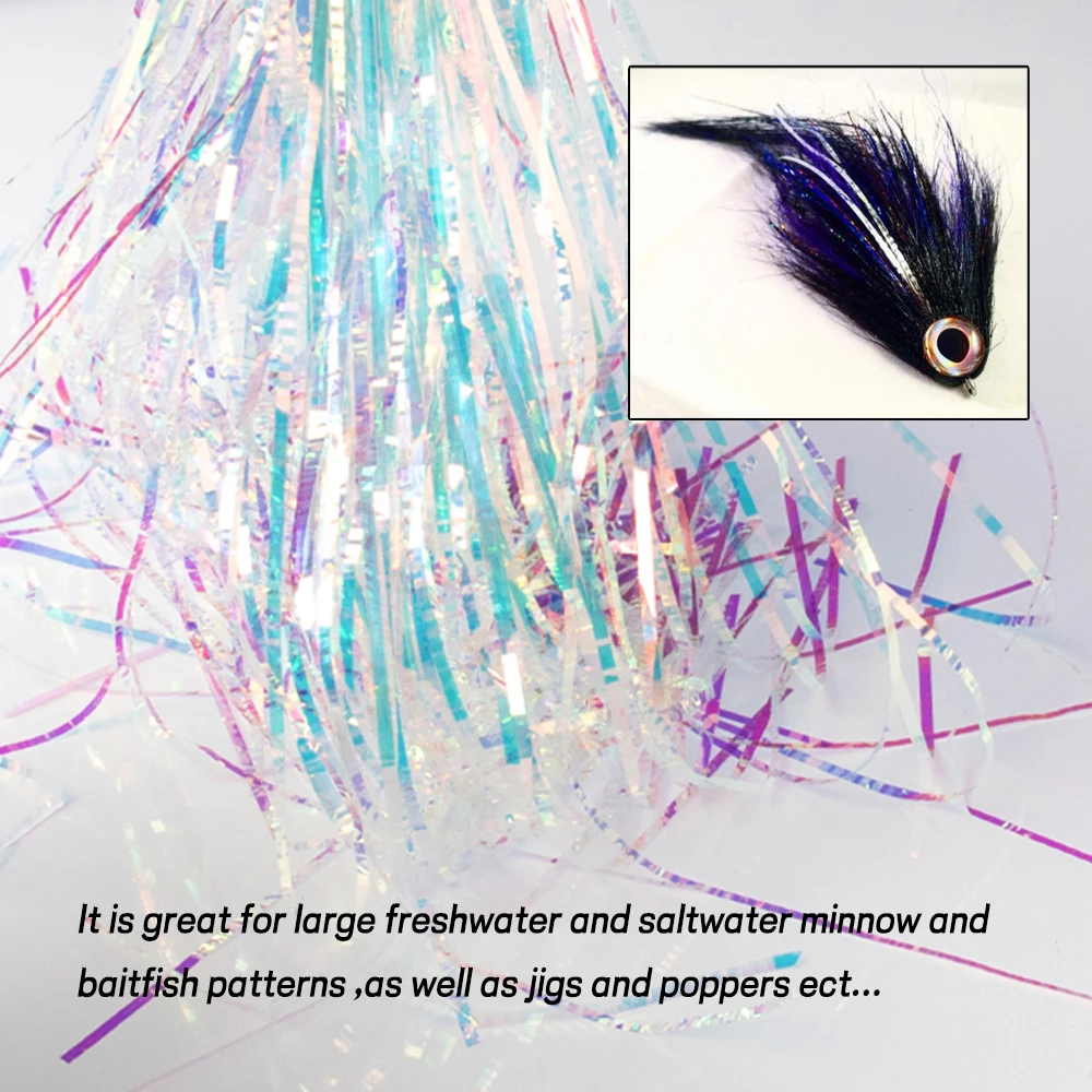 ICERIO-señuelo de pesca de lubina con escala Lateral, hebras de Flashbou, cebo giratorio de cola de gallo de agua salada, materiales de atado de moscas - imagen 4