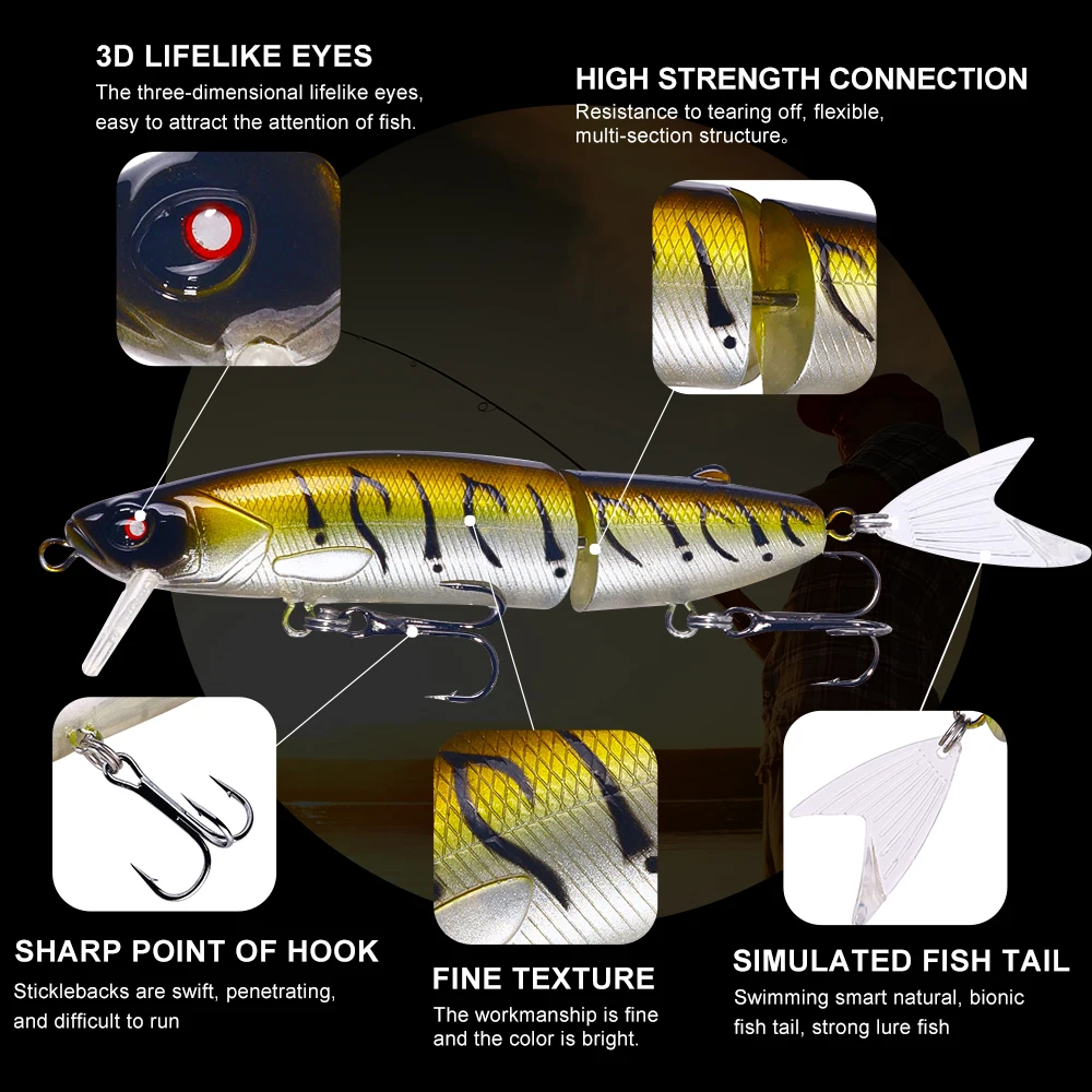 1 Uds Swimbait articulado 12cm 15,5g hundimiento Minnow Wobbler señuelo de pesca cebo duro Artificial para Lucio trucha - imagen 5