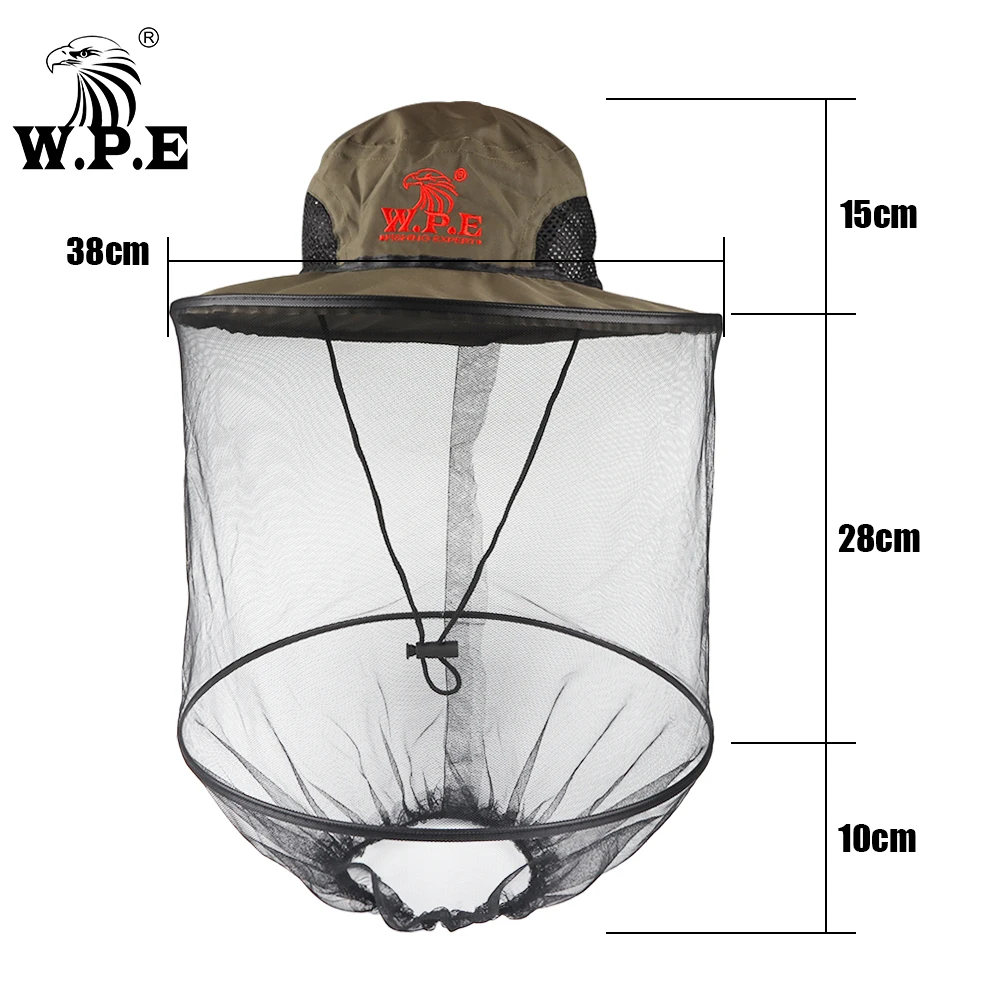 W.P.E gorra de pesca pesca al aire libre mosquitera antiinsectos pesca de carpa aparejos de pesca al aire libre máscara de red de pesca - imagen 3