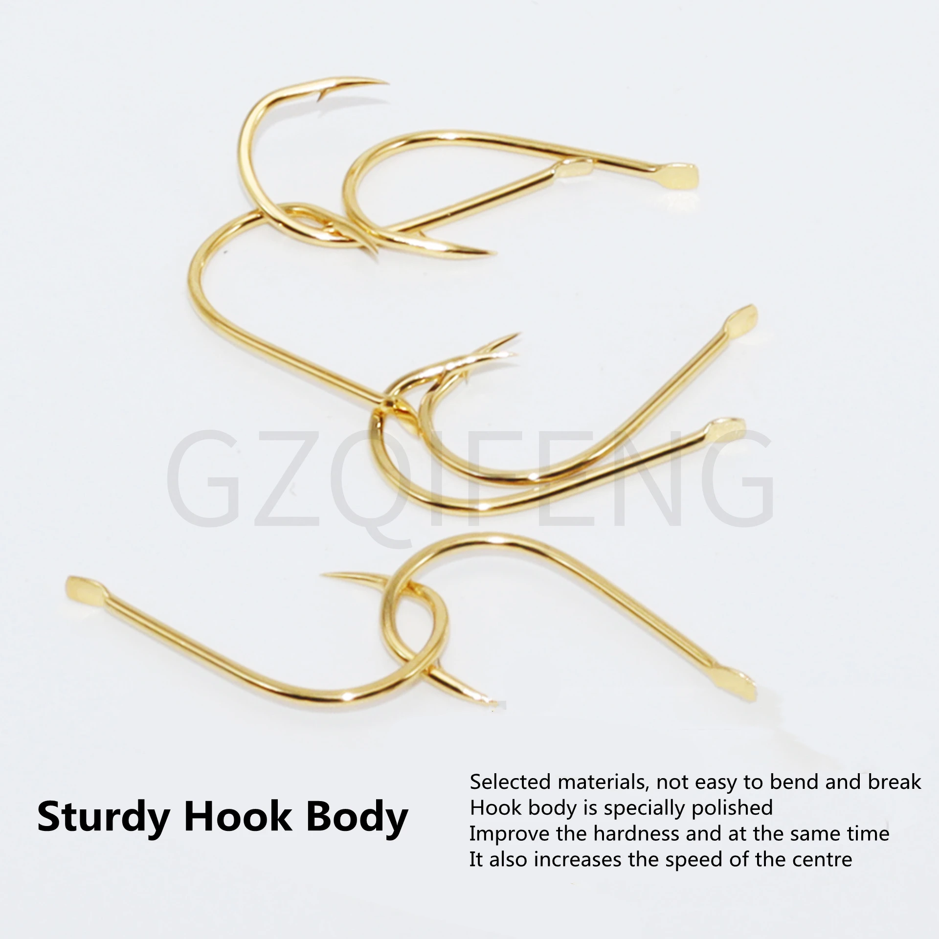 ZYZ anzuelos dorados de acero con alto contenido de carbono, aparejos de pesca afilados con púas, revestimiento anticorrosión, 12 unids/lote por bolsa, 6 tamaños - imagen 5