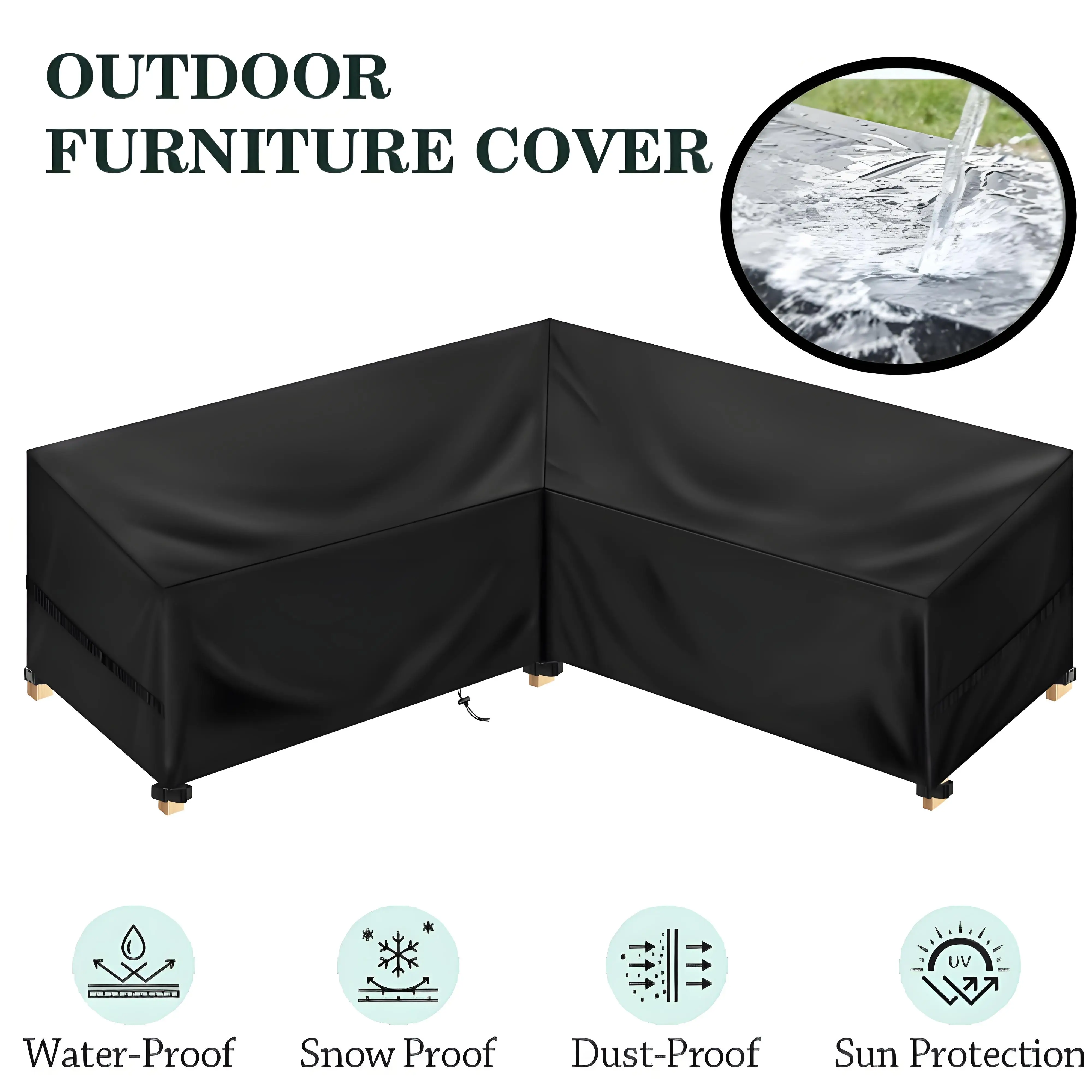 Funda impermeable para sofá de jardín en L – Protección exterior - imagen 2