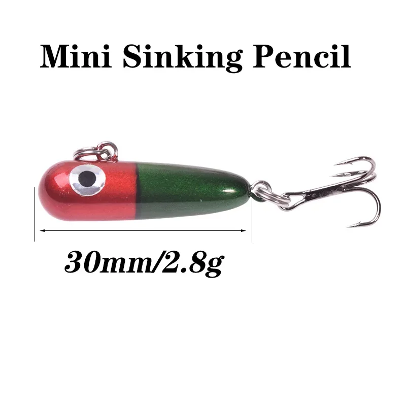 1 cebo de lápiz hundido 3 cm 2,8 g micro cebo swinger plástico cebo duro artificial lubina trucha equipo de pesca - imagen 3