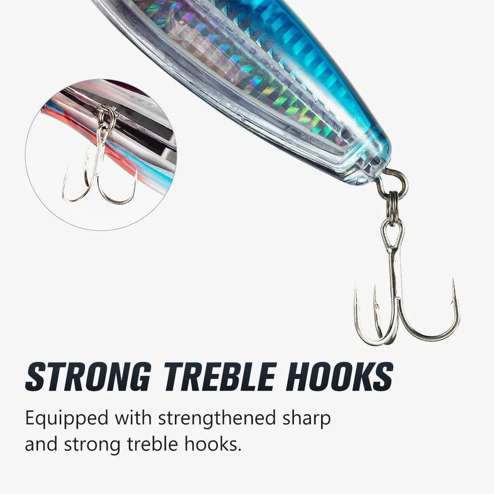 Innovadores señuelos de pesca Popper Bait Topwater de 16cm/80g con acción emergente y cuentas de sonajero para máxima potencia para atraer peces - imagen 4