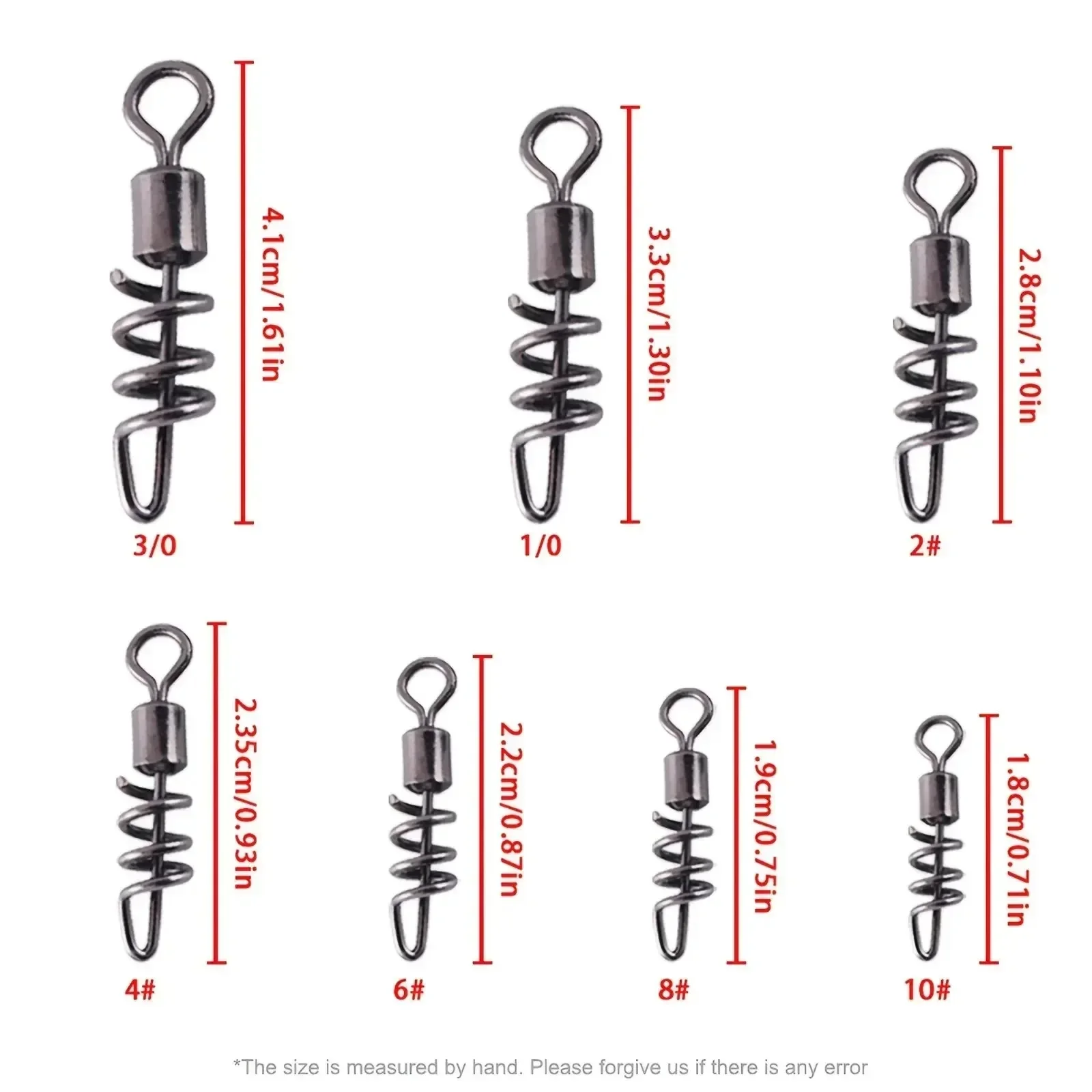 Goture 50 unids/lote conector de broches giratorios de pesca tornillo de corcho de acero inoxidable antienredos conexión rápida gran oferta equipo de señuelo - imagen 5