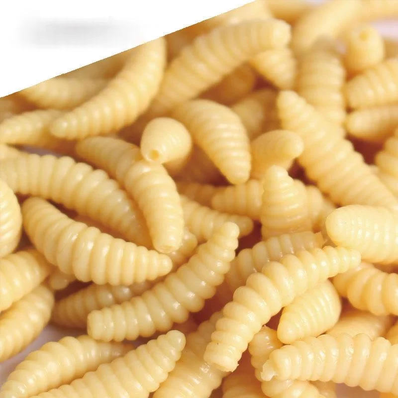 50 Uds. Anzuelos de señuelo de pesca blandos de 20MM, pez de gusano de pan, cebo Artificial de silicona, aditivo para camarones con olor a pescado, señuelos realistas sin pintar - imagen 3