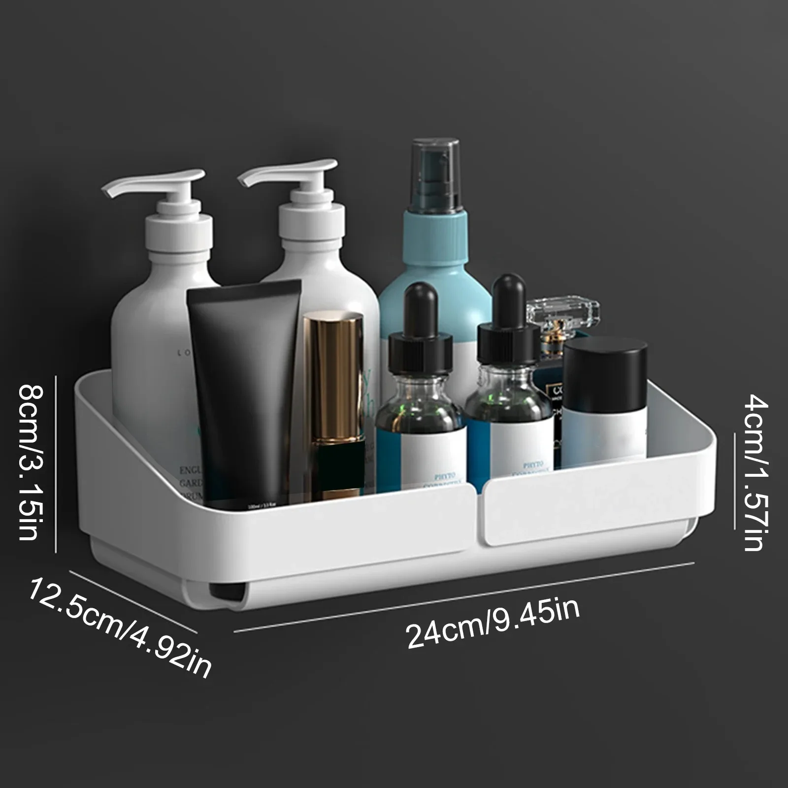 Estante práctico para baño y cocina, organizador de almacenamiento de maquillaje, estante para cosméticos y champú, estante de ducha, especias de pared sin perforación - imagen 5