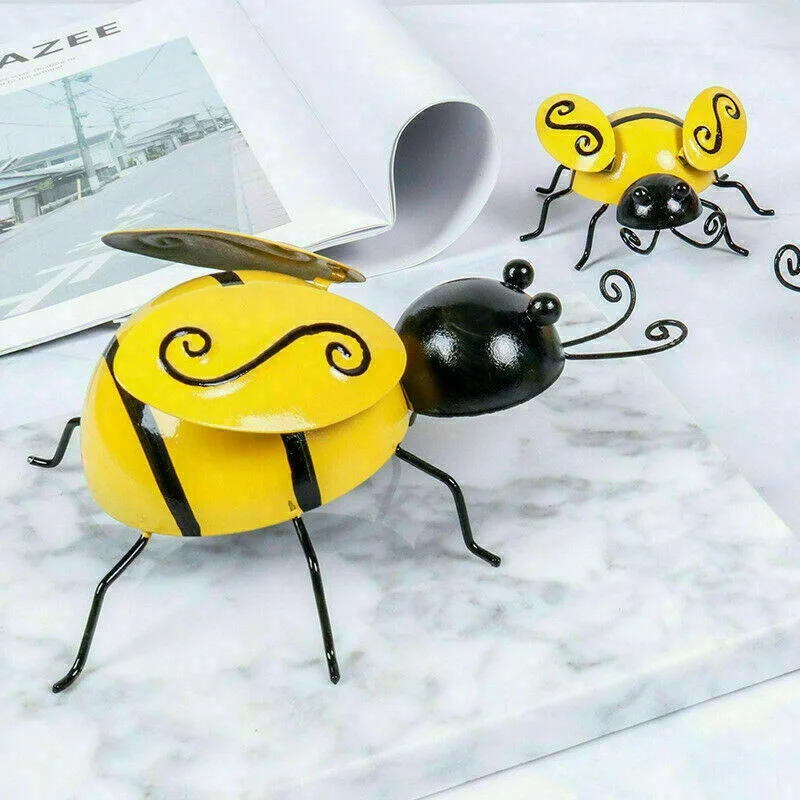 4 unids/set decorativo Metal arte Bumble Bee patio trasero jardín acento adorno de pared - imagen 2