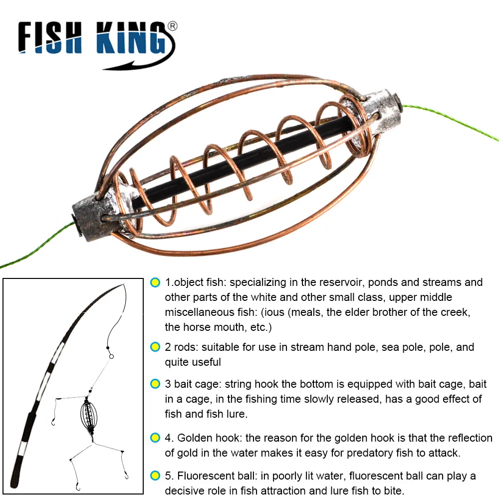 FISH KING-alimentador de pesca de plomo, lanzador de cebo de 20g/25g/30g/35g/40g, alimentador de resorte de pesca con ganchos para accesorios de pesca de carpa - imagen 4