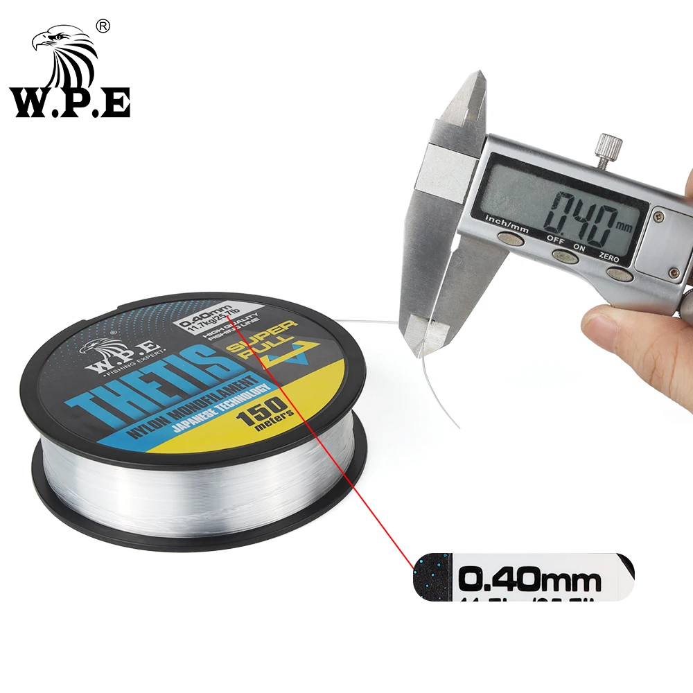 Línea de pesca W.P.E THETIS, línea de nailon de 150m, 0,20mm-0,50mm, 6,6 lb-35,9 lb, monofilamento que se hunde, aparejos de pesca de lubina y carpa - imagen 5
