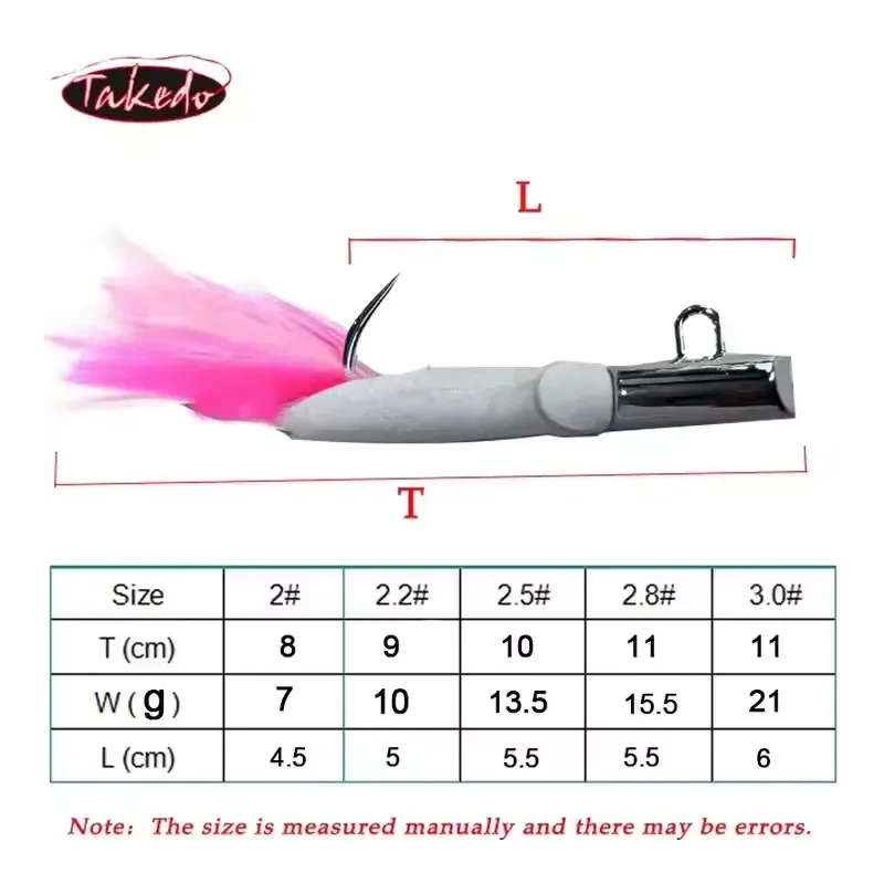 TAKEDO HT01 2.0 #   2.2 #   2.5 #   2.8 #   3.0 # Anzuelo de piel de ciervo galvanizado para pesca en el mar, anzuelo de plumas para Jigging, juego grande, anzuelo de atún y tiburón - imagen 2