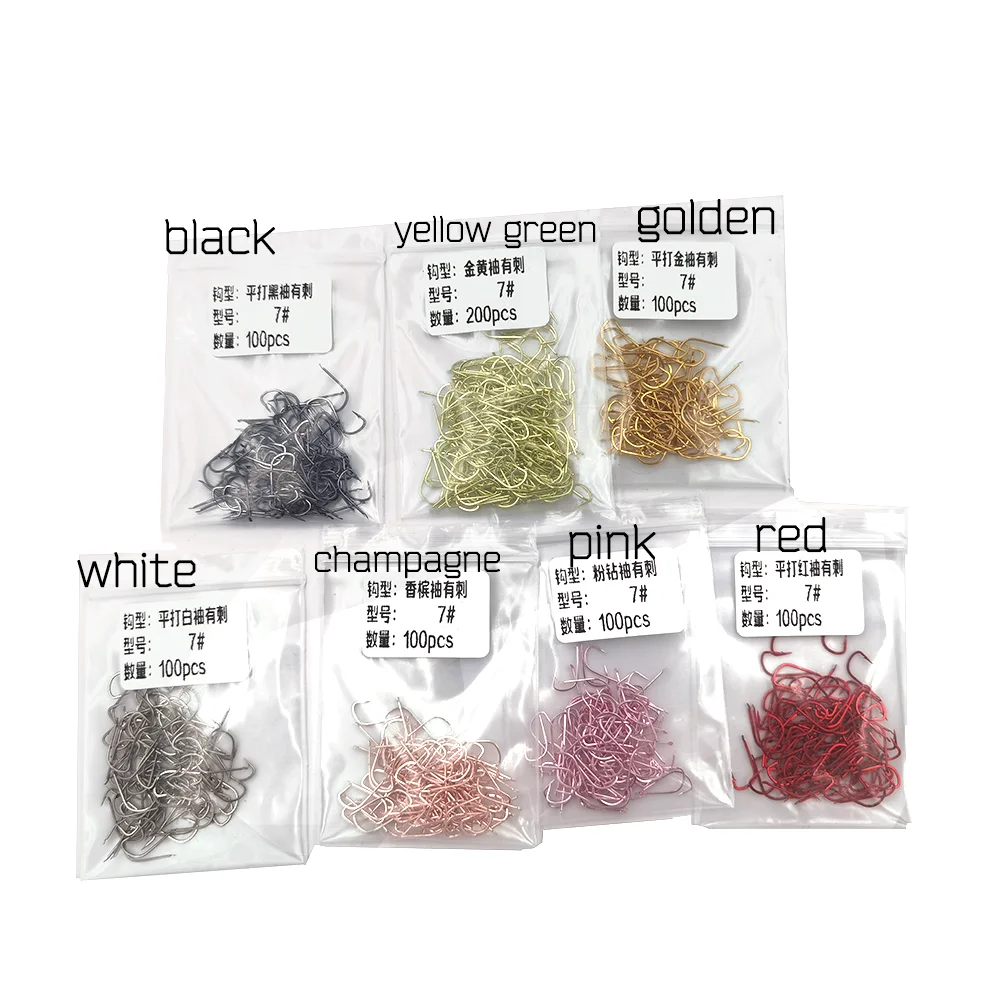 Anzuelos de pesca de cuerpo plano, juego de anzuelos de acero con alto contenido de carbono, accesorios de puño dorado, alimentador de mar para pesca de carpa, herramientas de artículos, 100 piezas - imagen 5