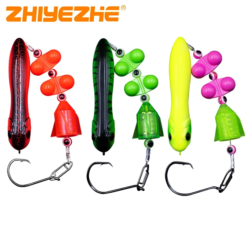 Plataformas de bagre ZYZ 1 pieza con 6/0 #   7/0 #   8/0 #   Anzuelos circulares, cebo falso, flotador y cuentas de timbre, Ideal para juegos de pesca de bagre - imagen 2