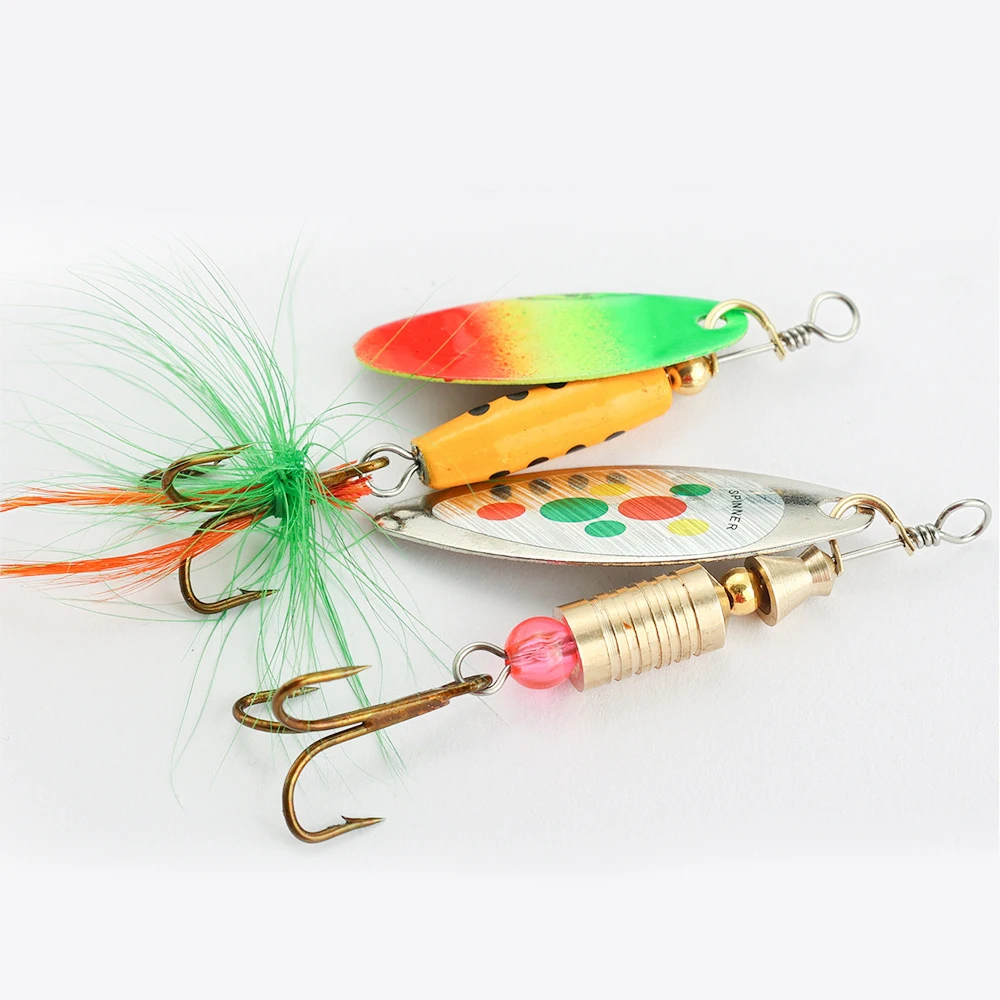 Señuelos de Pesca de Metal, anzuelos giratorios de plantilla lenta de 5 piezas, 33mm, 7g, aparejos de Pesca de lubina, señuelos de carpa - imagen 3