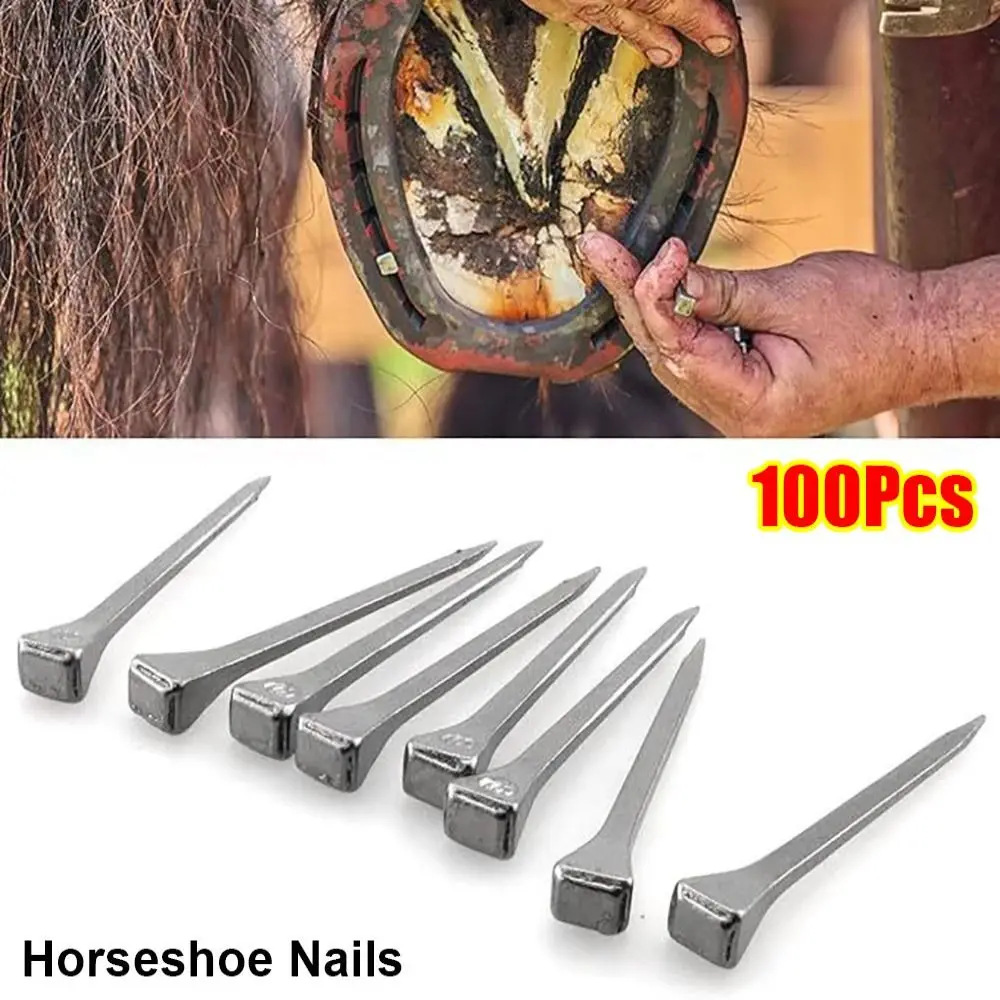 100 Uds. Durable E2/E3/E4/E5/E6/E7/E8 clavos de herradura reparación de arnés de acero clavos para zapatos de caballo clavos para pezuñas equipo deportivo ecuestre - imagen 5