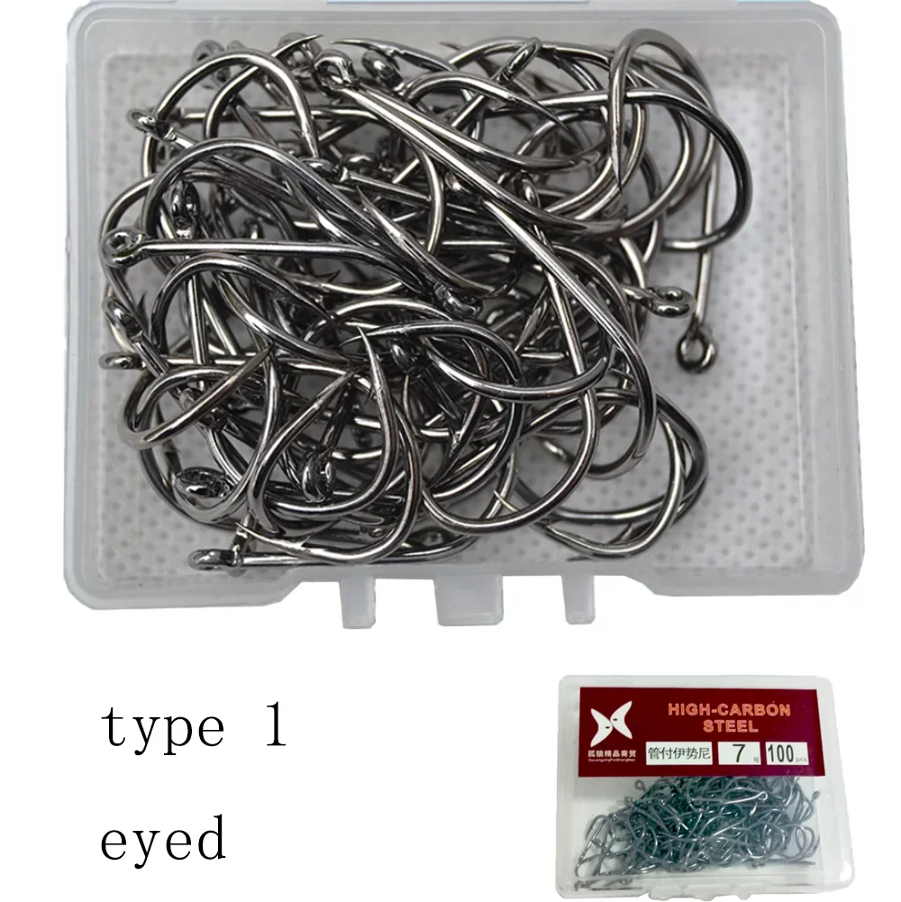 Caja de círculo para anzuelo de pescado, juego de anzuelos con púas de acero rico en carbono, accesorios, alimentador de mar para pesca, aparejos de pesca y carpa