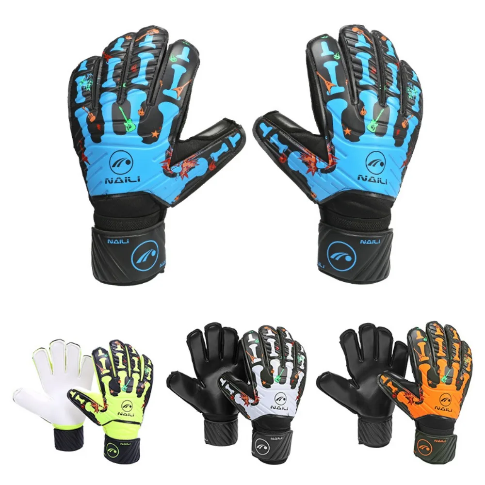 Guantes de portero antideslizantes de látex grueso para niños, guantes de portero de fútbol, guantes de portero de juego profesional ajustables - imagen 3