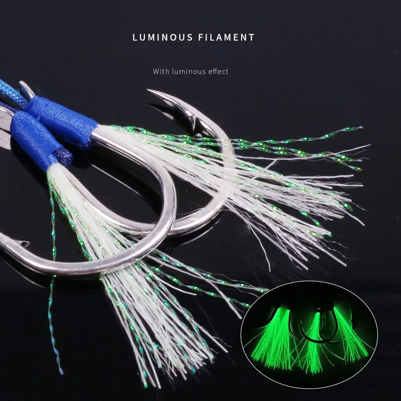 Anzuelo de Pesca de Mar de acero de alto carbono 2/0 3/0 4/0 5/0 7/0 aparejos de pesca de agua salada anzuelos de asistencia de Jigging lento - imagen 5