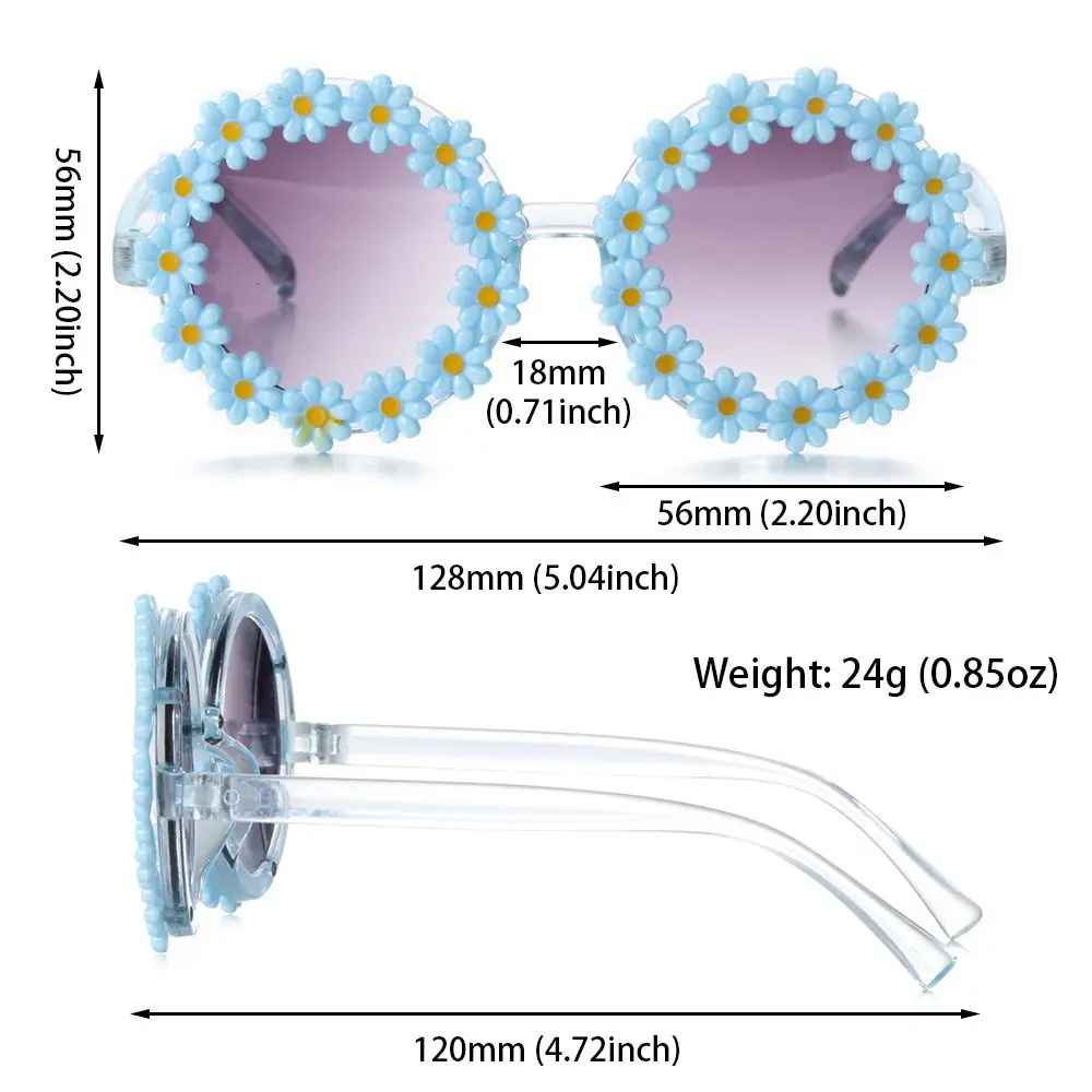 Gafas de sol redondas retro con protección solar para niños, gafas de sol con margaritas, gafas de sol para niñas y niños - imagen 5