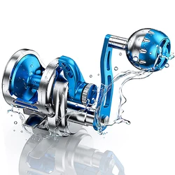 Carrete de Jigging de paso lento Topline 6,3: 1, aluminio mecanizado CNC, arrastre máximo de alta recuperación, 35KG, 9BB + 2RB, plantillas de pesca en el mar, carrete 500