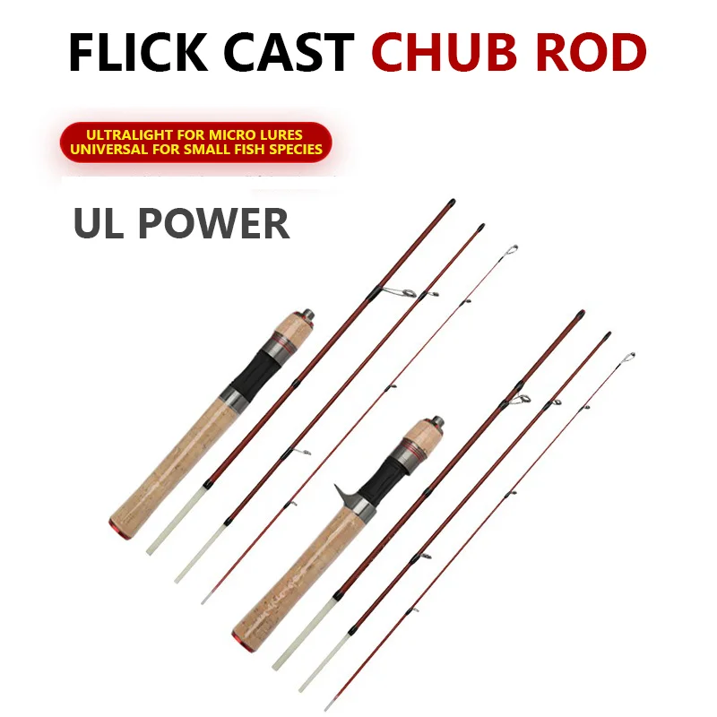 Caña de pescar con mosca ligera Mavllos, caña de pescar giratoria de microcasting ligera con punta UL de 1,4 M de 4 secciones para lubina de agua dulce