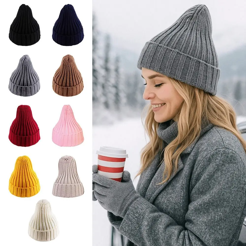 Gorro cálido a la moda, gorro tejido de Color sólido, gorro suave para mujeres y hombres - imagen 3