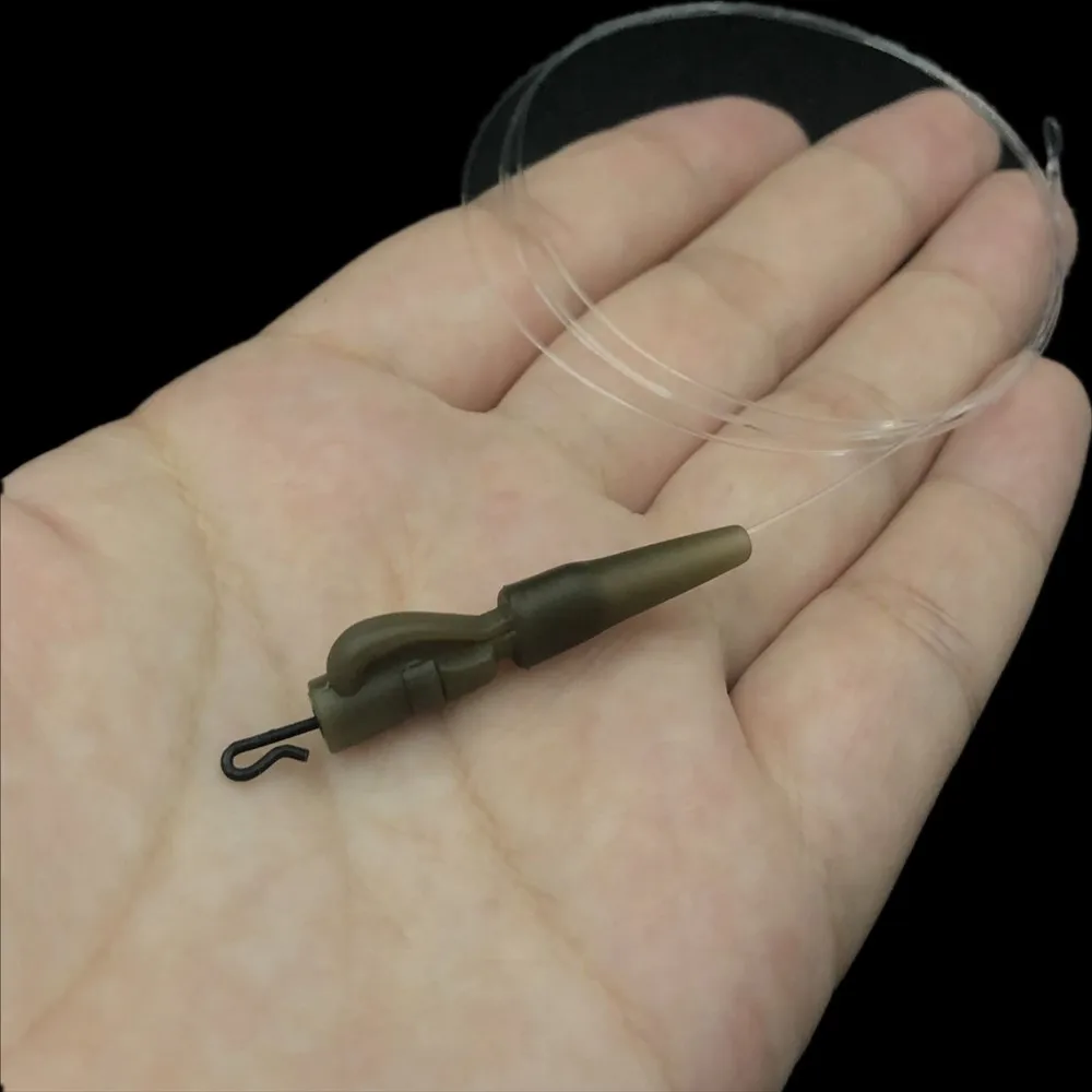 Accesorios de línea de líderes arrumados fundidos para pesca de carpa, 100% de fluorocarbono con Clips de plomo con pines, enlace de gancho, LeadCore para cables - imagen 4