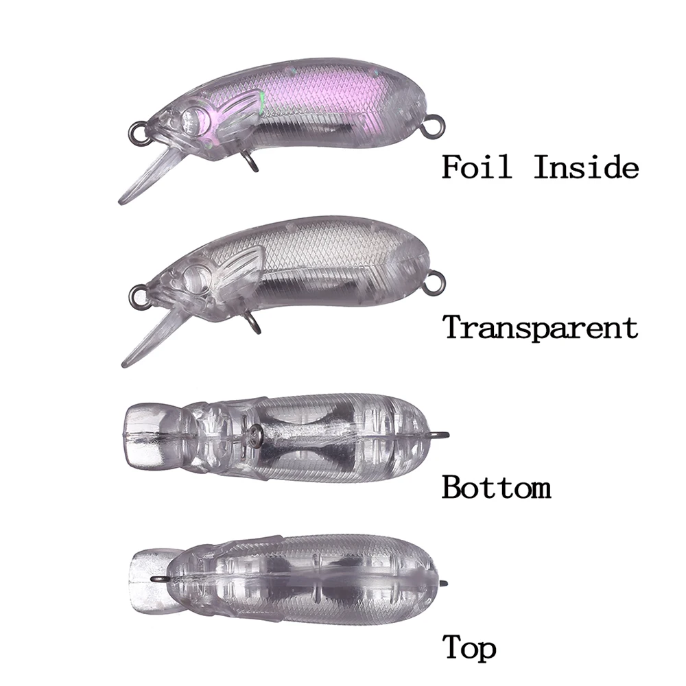 Chan'sHuang 20 piezas cebo en blanco sin pintar 5cm transparente/lámina láser sonajero interior/crankbait silencioso DIY Señuelos de pesca artificiales - imagen 2