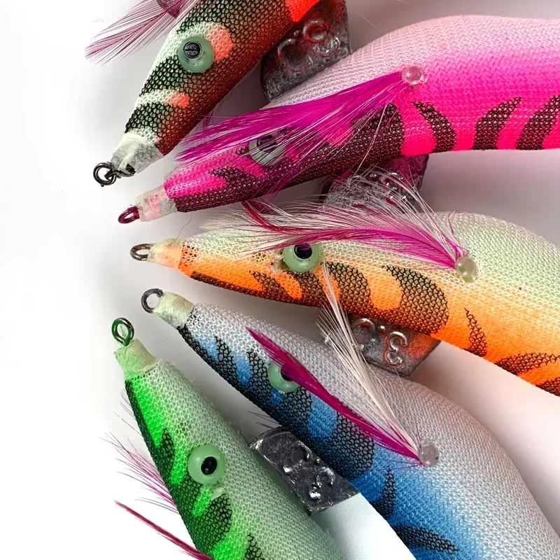 10 piezas 3.0 #   Pesca de madera, camarones, calamar luminoso, pulpo, señuelo, ojos 3D, cebo duro, plantilla de calamar Wobbler, señuelo con bolsa - imagen 5