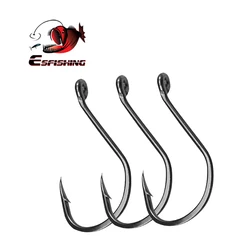 ESFISHING-anzuelos de pesca de acero de alto carbono, 20 piezas 1/0 2/0 3/0 4/0, anzuelos de un solo ojo de alta resistencia para señuelo suave