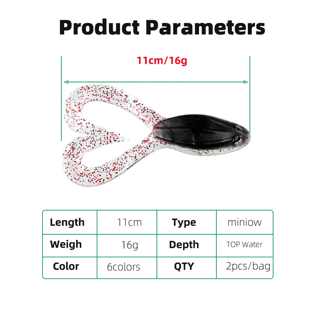 2 uds 11cm 16g Kit de Señuelos de Pesca de rana Topwater señuelo suave lubina cebo Artificial cebo de pesca para herramientas de agua dulce de agua salada - imagen 2