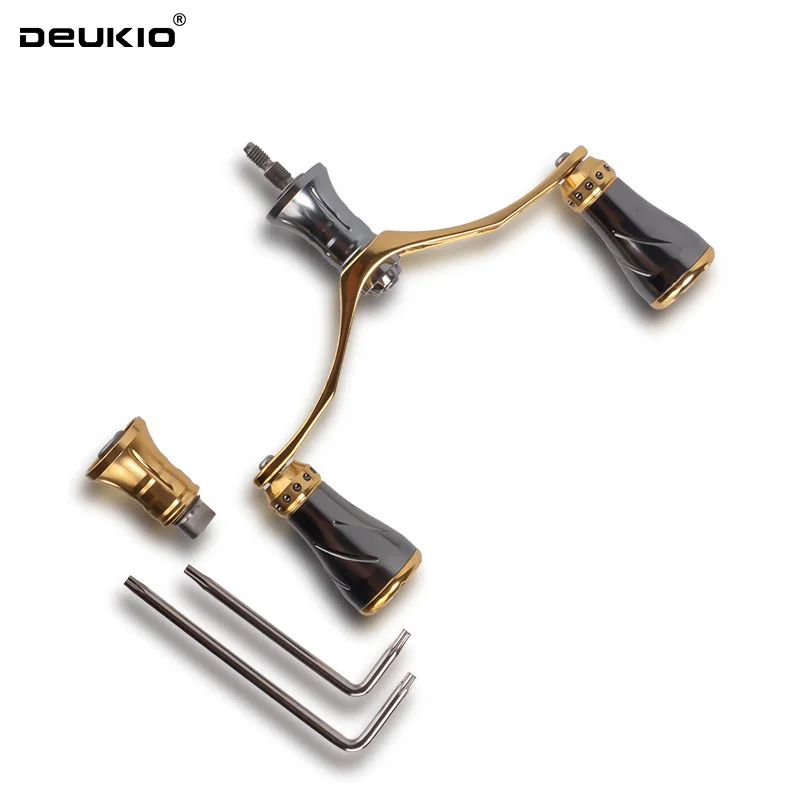 Accesorio de carrete de pesca, mango de carrete giratorio, perilla de aleación de aluminio, empuñadura ahuecada, manijas dobles modificadas DIY para marca S/D