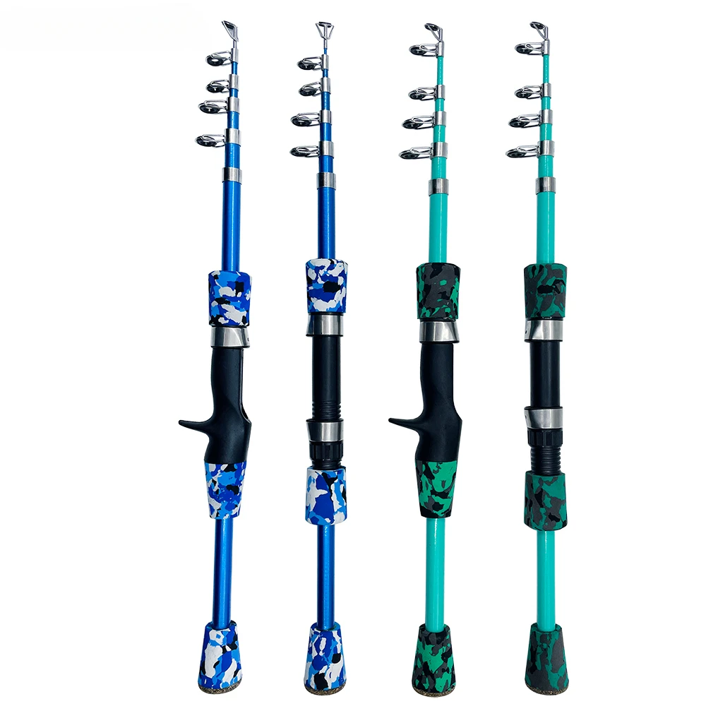 Caña de pescar telescópica portátil, accesorios de pesca giratorios para exteriores, herramientas de camuflaje, fibra de carbono ultraligera, 1,3 m-1,8 m - imagen 2