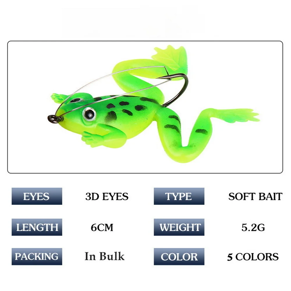 1 Uds rana de goma 60mm 5,2g Señuelos de pesca blandos CrankBait aparejos ranas cebos artificiales de silicona Swimbait herramienta de peces artificiales - imagen 3